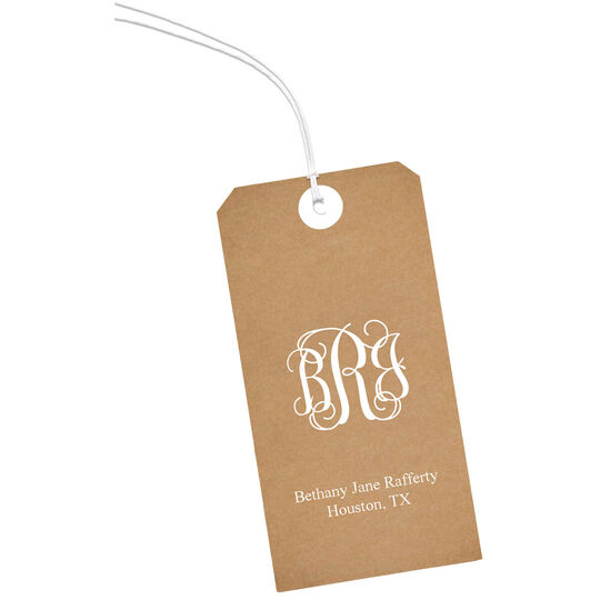Monogramed Brown Paper Large Hanging Gift Tags